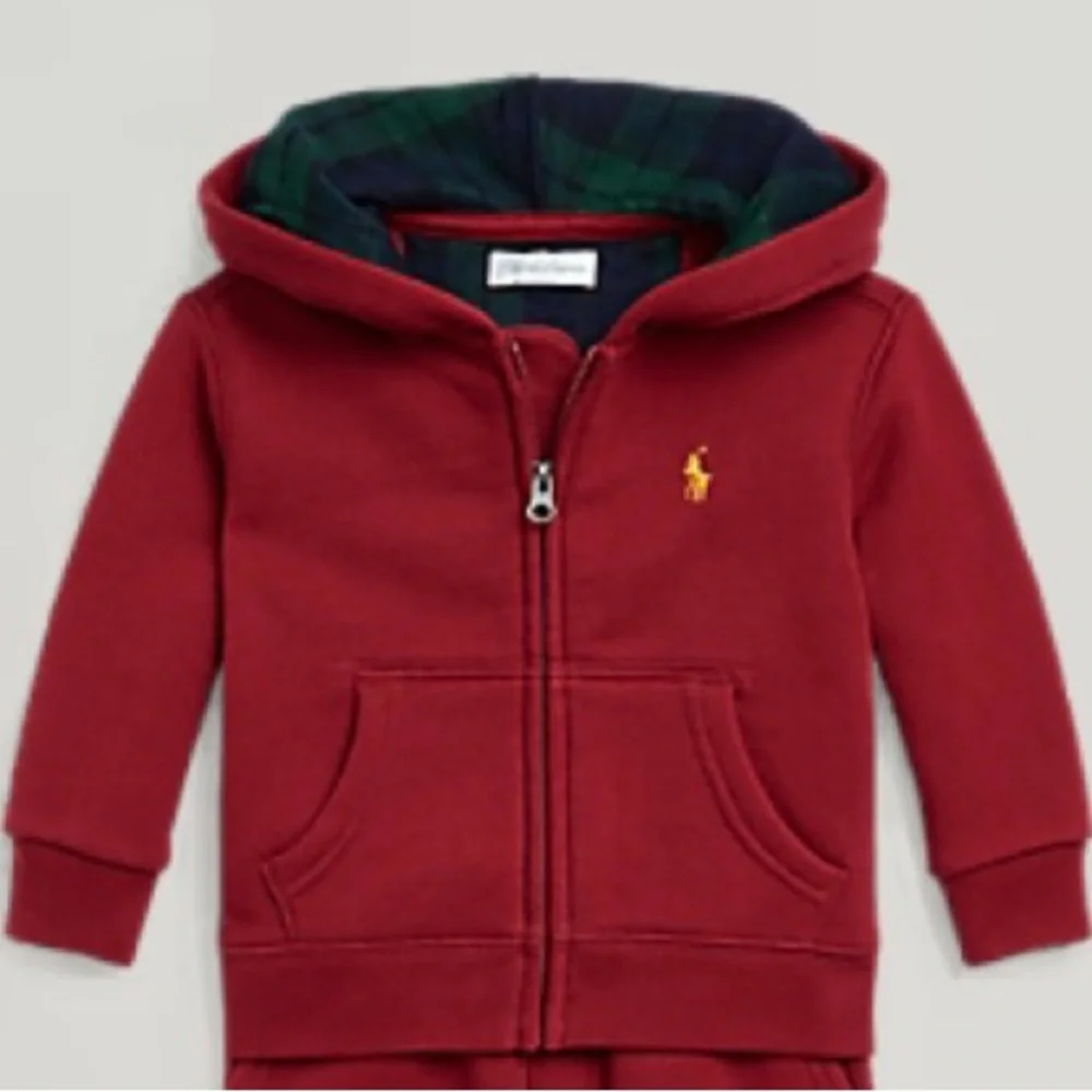 Ralph Lauren Infant Sz 18m Brick Red Fleece Full Zip Polo Hoodie‎